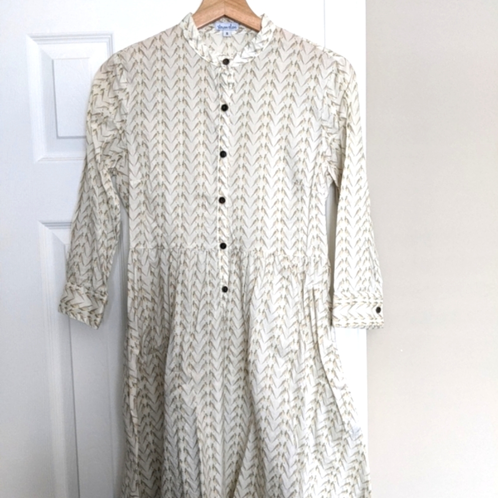 Steven Alan Mimsy Dress in Liberty pale yellow bird print Size S